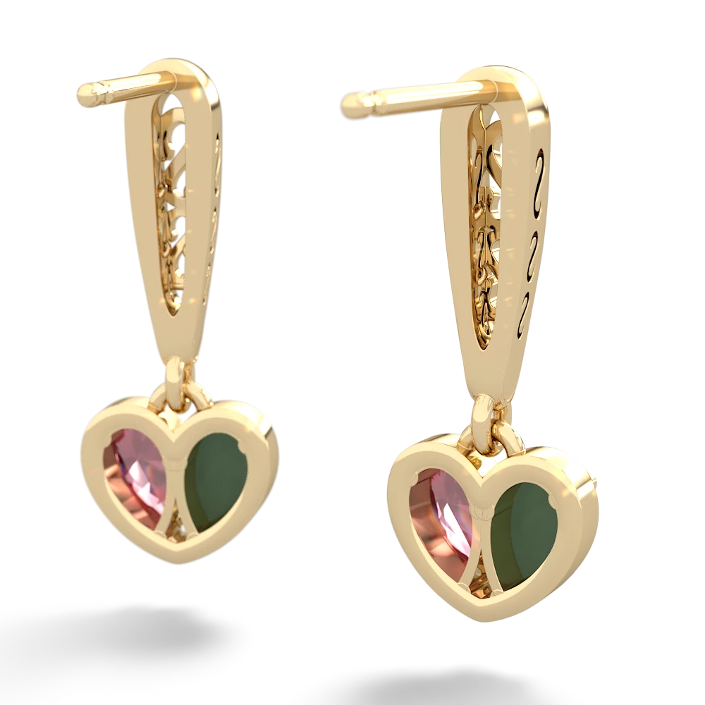 Jade Filligree Heart 14K Yellow Gold earrings E5070