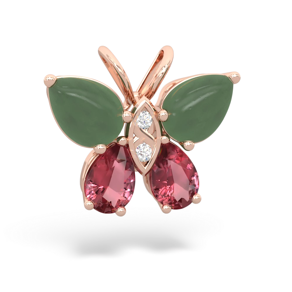 Jade Butterfly 14K Rose Gold pendant P2215