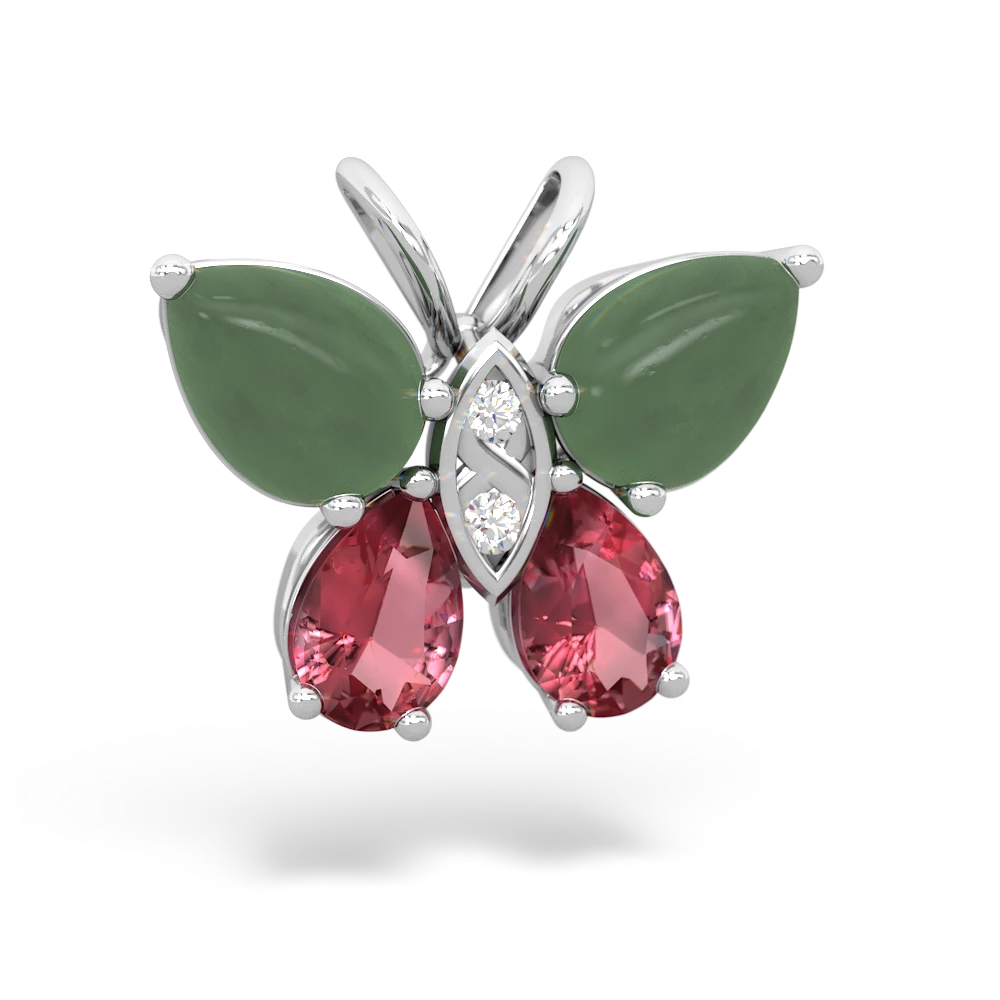 Jade Butterfly 14K White Gold pendant P2215