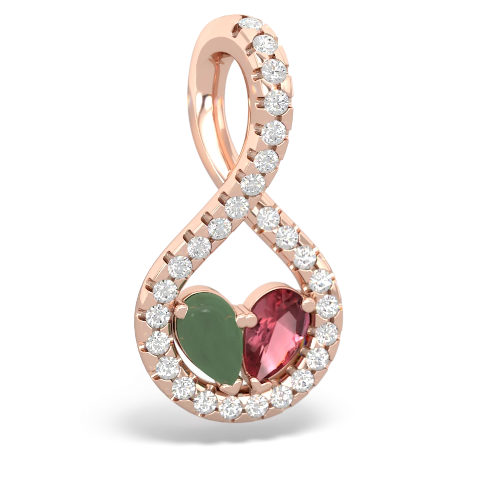 Jade Pave Twist 'One Heart' 14K Rose Gold pendant P5360