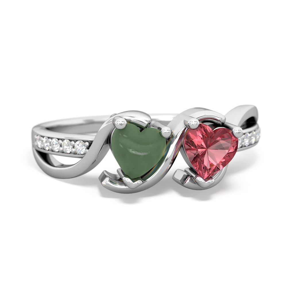 Jade Side By Side 14K White Gold ring R3090