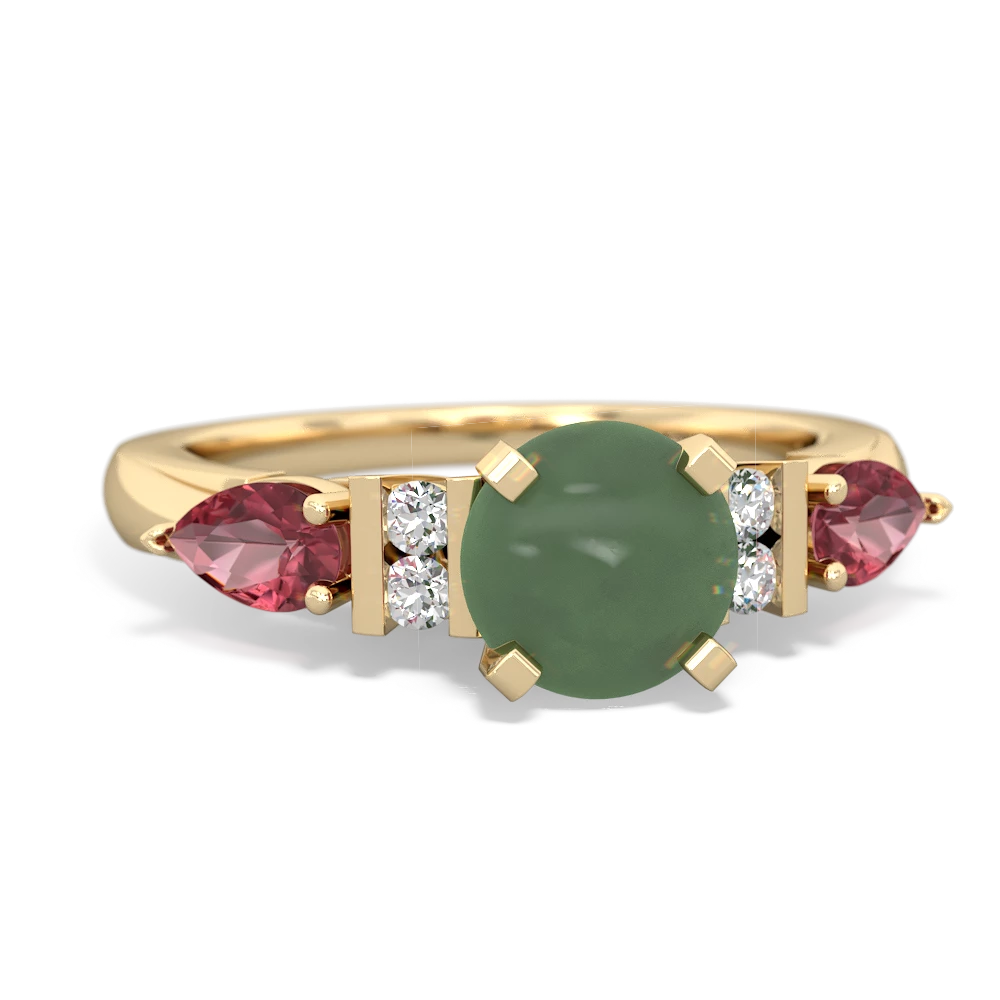 Jade 6Mm Round Eternal Embrace Engagement 14K Yellow Gold ring R2005