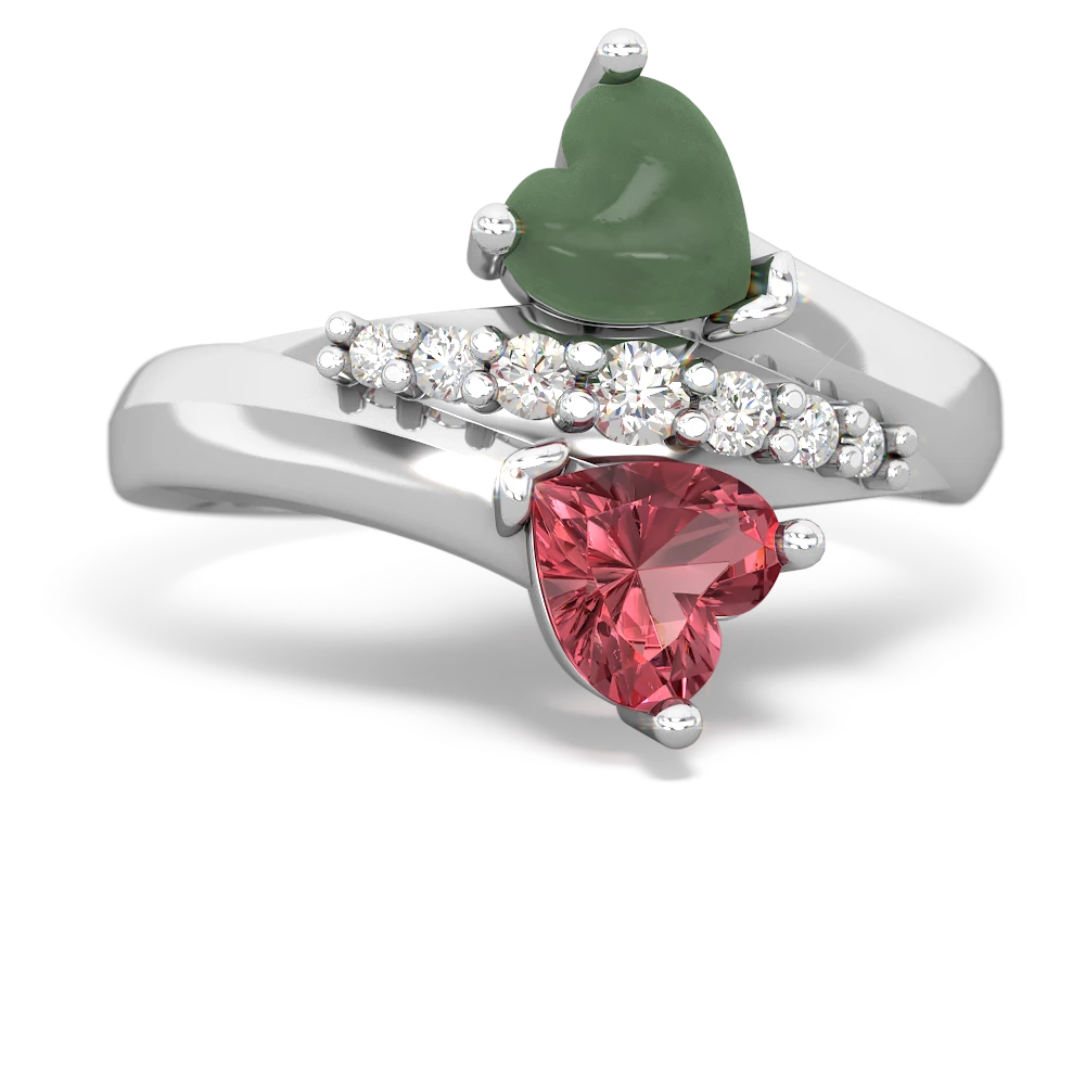 Jade Heart To Heart 14K White Gold ring R2064