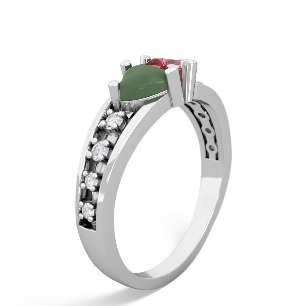 Jade Heart To Heart 14K White Gold ring R3342