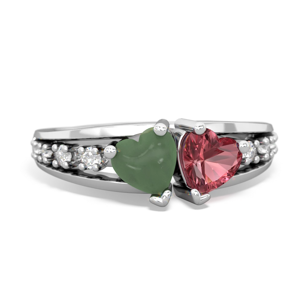 Jade Heart To Heart 14K White Gold ring R3342