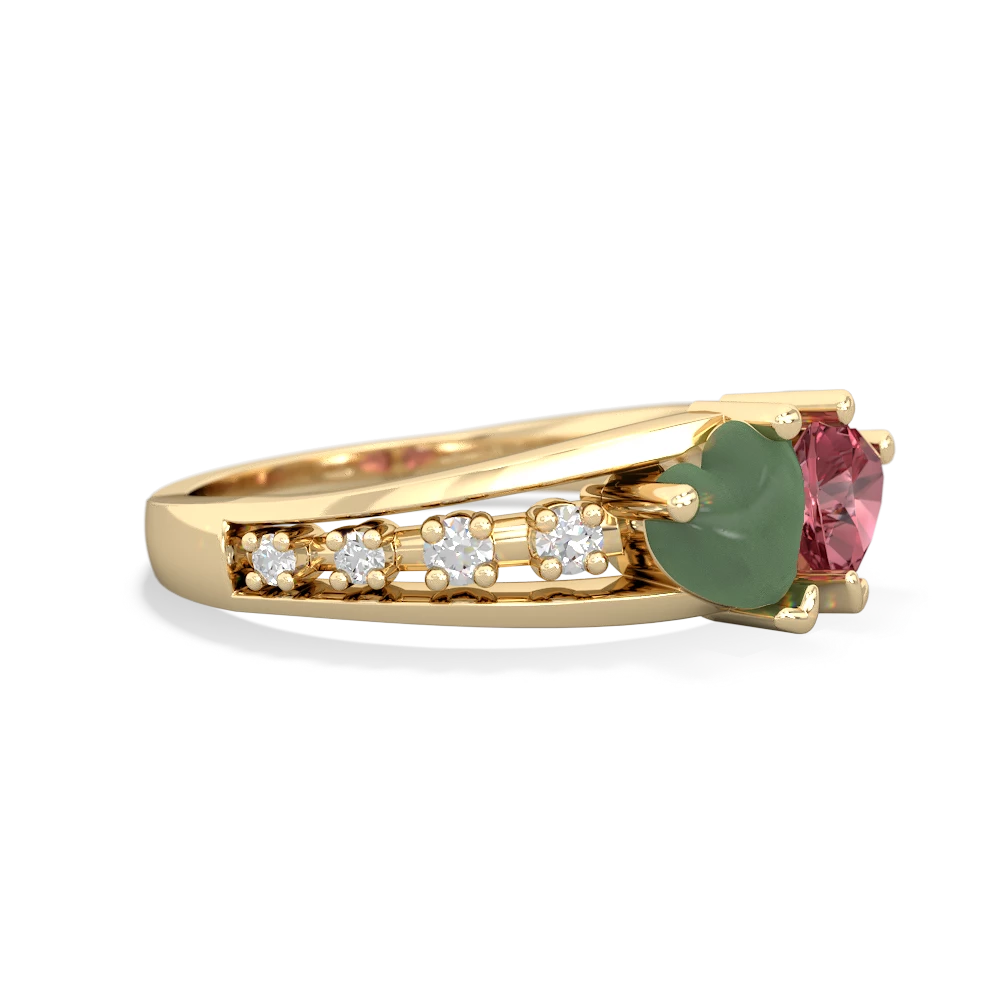 Jade Heart To Heart 14K Yellow Gold ring R3342