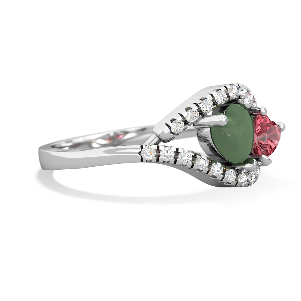 Jade Mother And Child 14K White Gold ring R3010