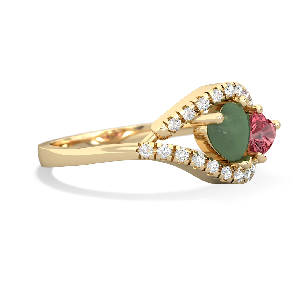 Jade Mother And Child 14K Yellow Gold ring R3010