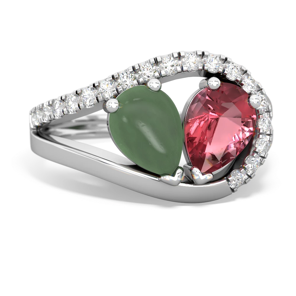 Jade Nestled Heart Keepsake 14K White Gold ring R5650