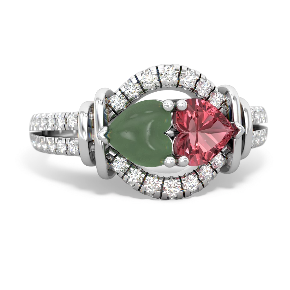 Jade Art-Deco Keepsake 14K White Gold ring R5630