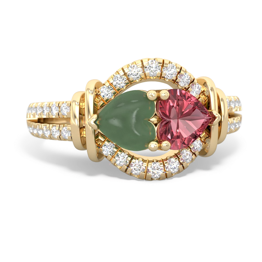 Jade Art-Deco Keepsake 14K Yellow Gold ring R5630