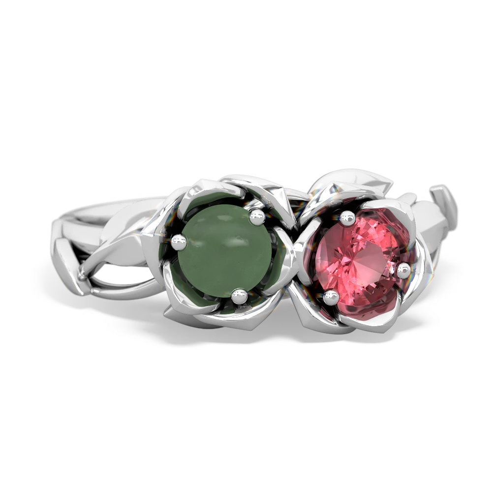 Jade Rose Garden 14K White Gold ring R5510