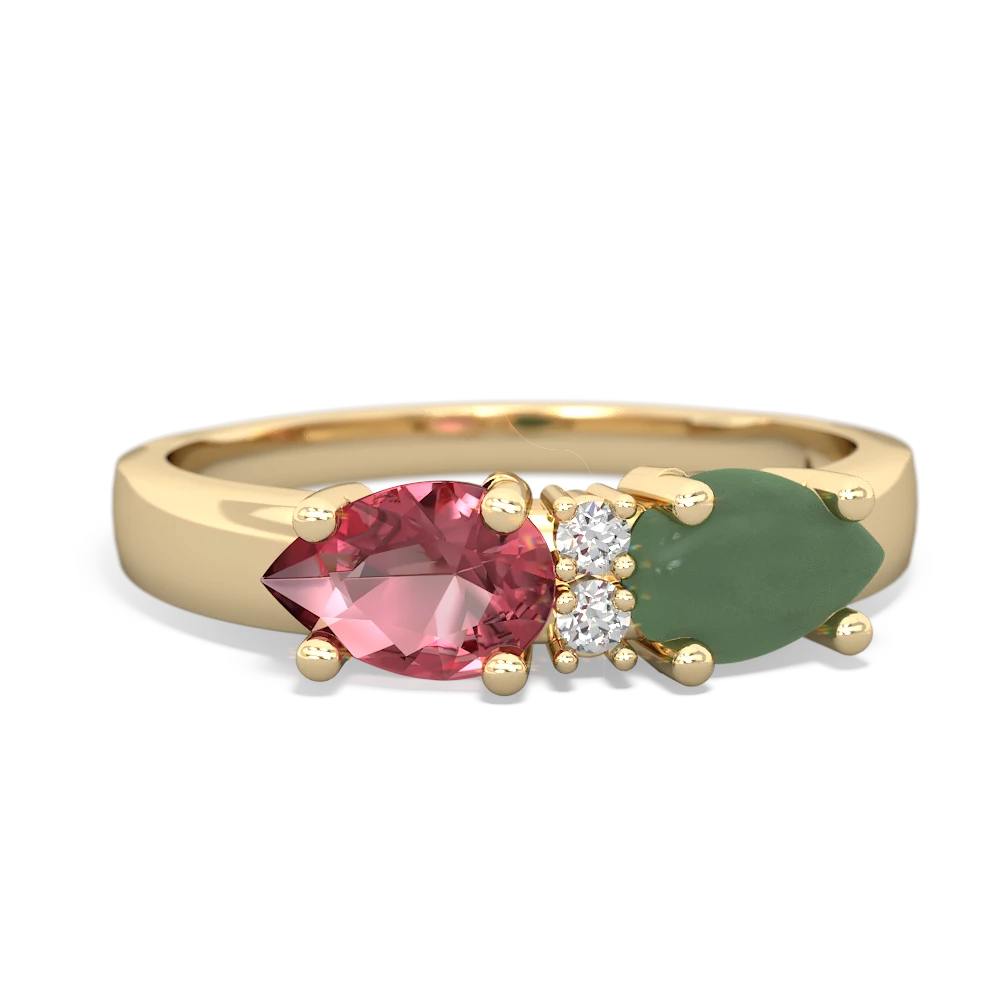 Jade Pear Bowtie 14K Yellow Gold ring R0865