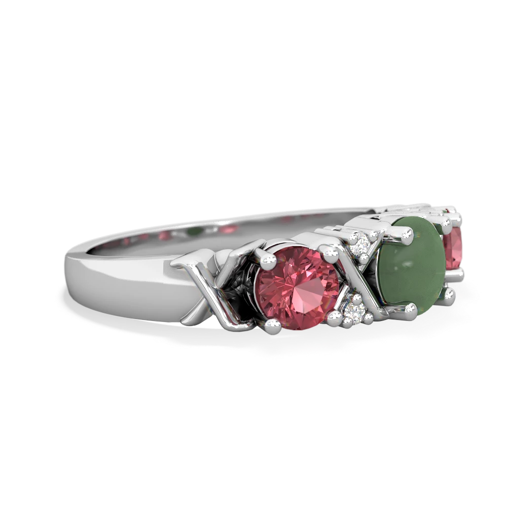 Jade Hugs And Kisses 14K White Gold ring R5016