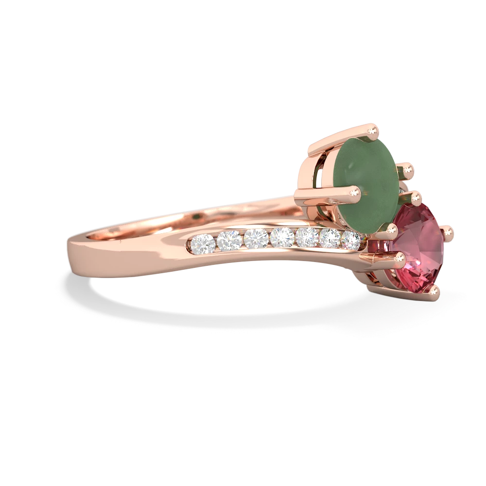 Jade Channel Set Two Stone 14K Rose Gold ring R5303