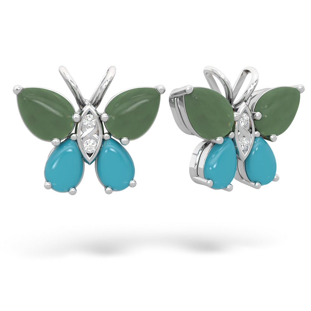 Jade Butterfly 14K White Gold earrings E2215