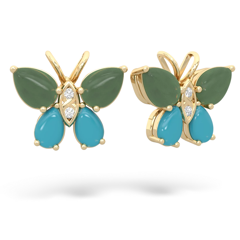 Jade Butterfly 14K Yellow Gold earrings E2215