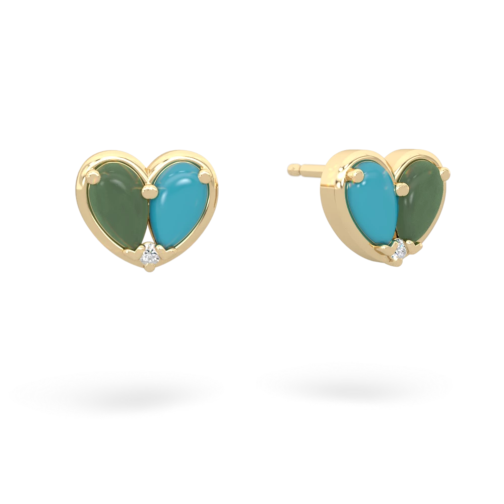 Jade 'Our Heart' 14K Yellow Gold earrings E5072