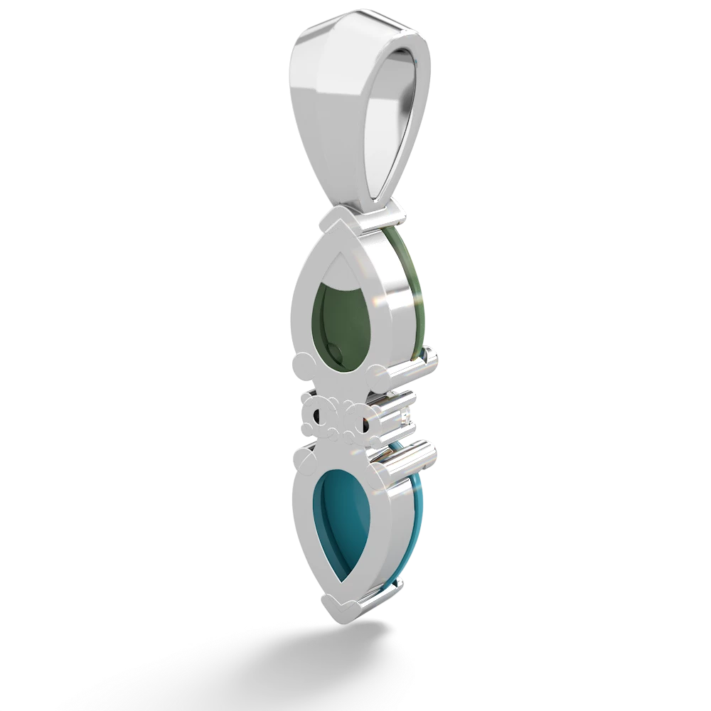 Jade Bowtie Drop 14K White Gold pendant P0865