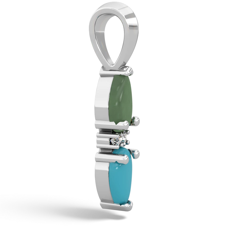 Jade Bowtie Drop 14K White Gold pendant P0865