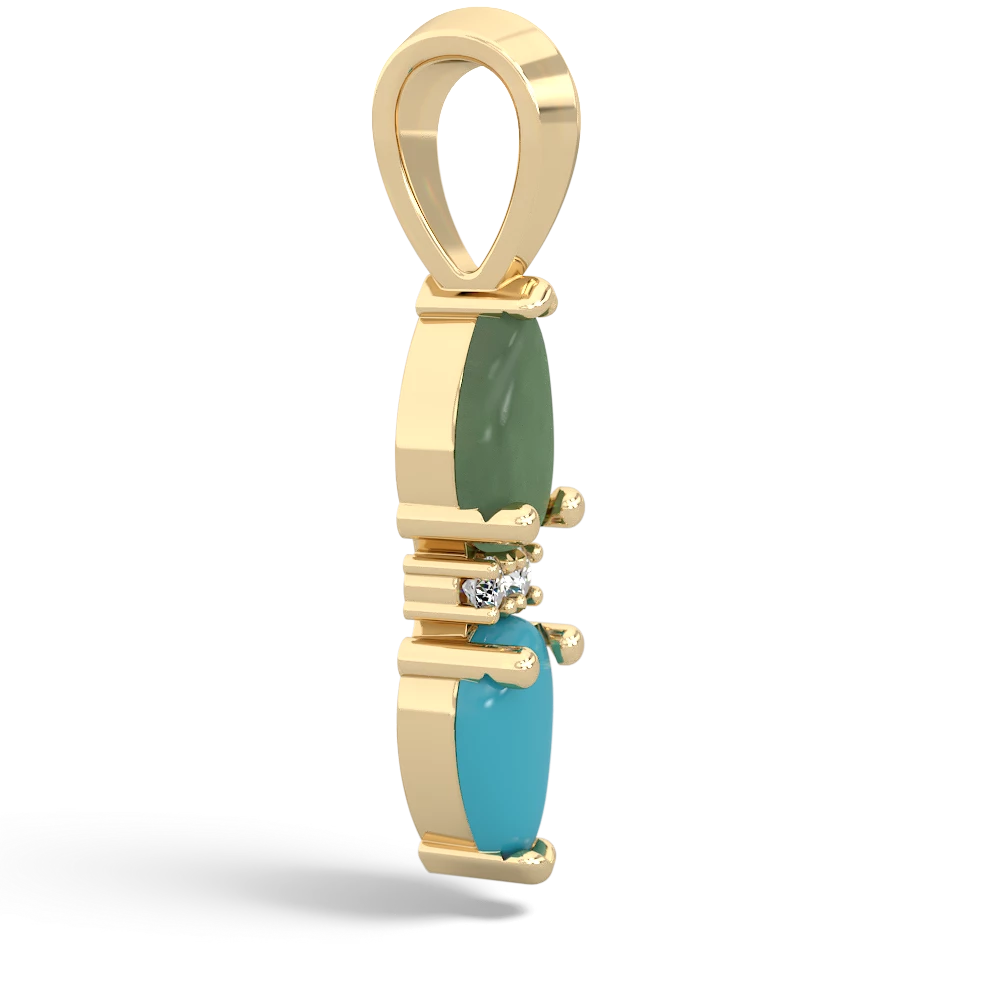 Jade Bowtie Drop 14K Yellow Gold pendant P0865