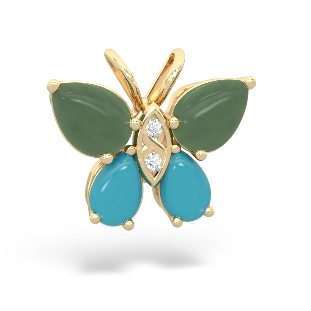 Jade Butterfly 14K Yellow Gold pendant P2215