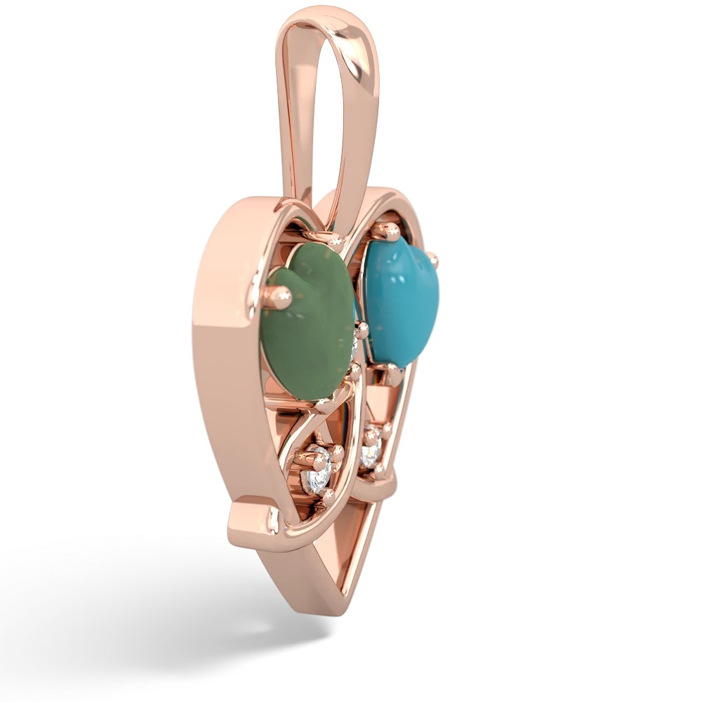 Jade Celtic Trinity Heart 14K Rose Gold pendant P5331