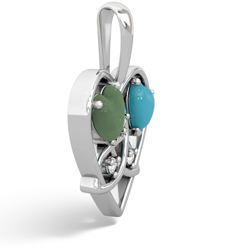 Jade Celtic Trinity Heart 14K White Gold pendant P5331