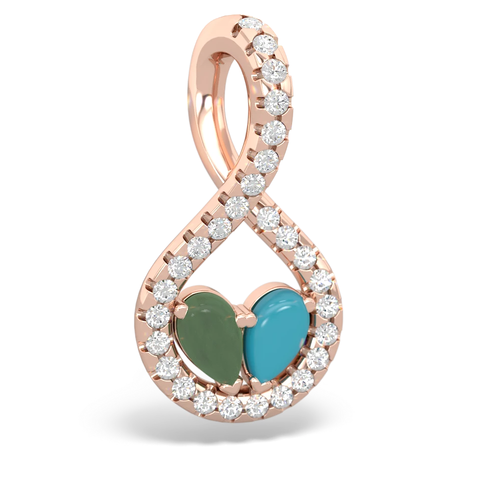 Jade Pave Twist 'One Heart' 14K Rose Gold pendant P5360