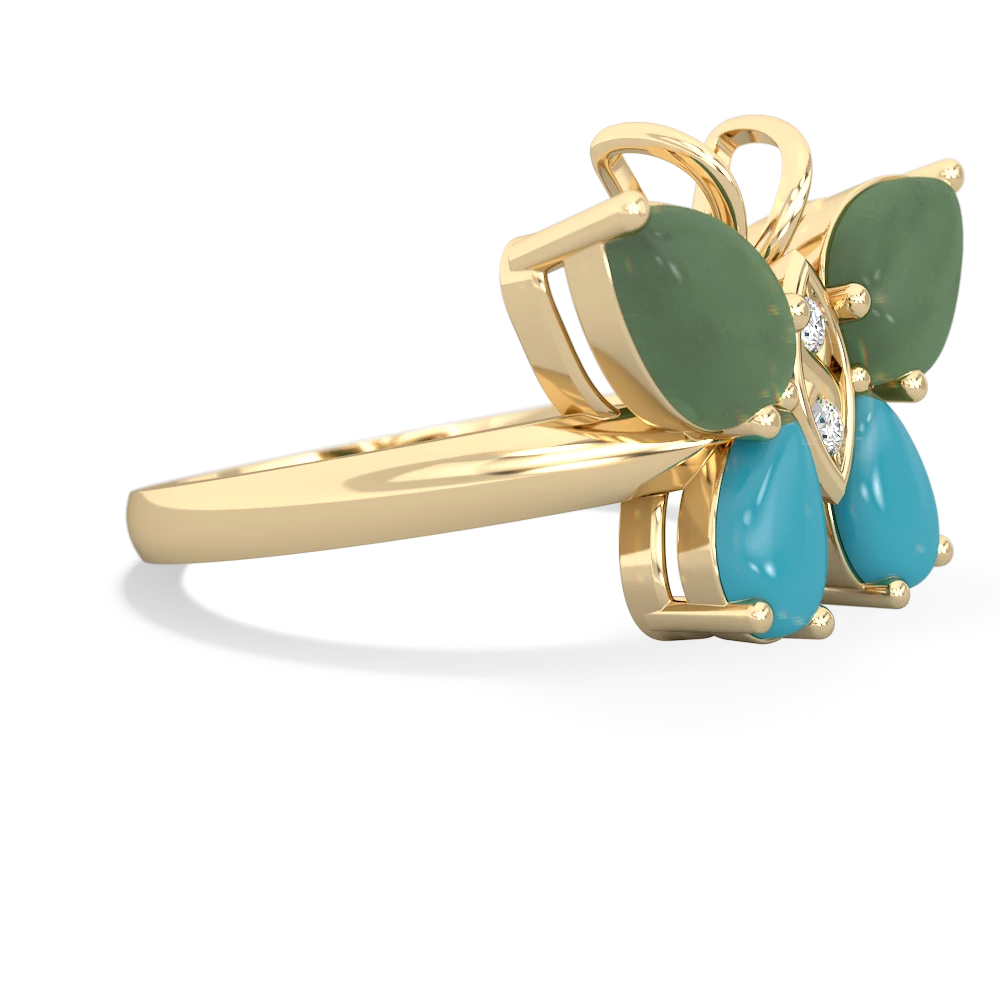 Jade Butterfly 14K Yellow Gold ring R2215