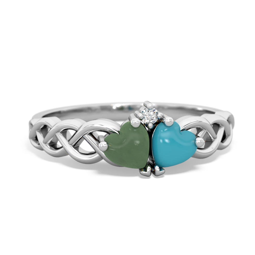 Jade Heart To Heart Braid 14K White Gold ring R5870