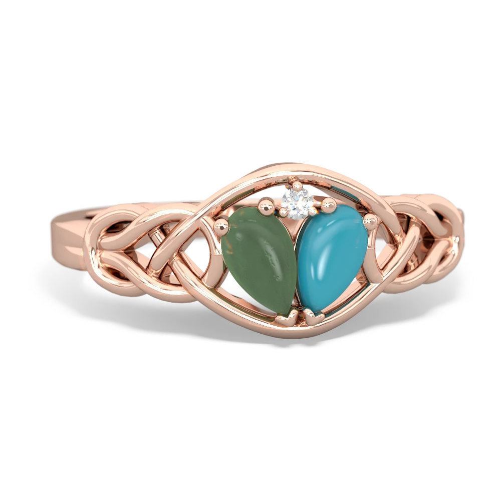 Jade Celtic Love Knot 14K Rose Gold ring R5420