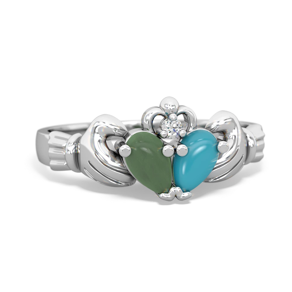 Jade 'Our Heart' Claddagh 14K White Gold ring R2388