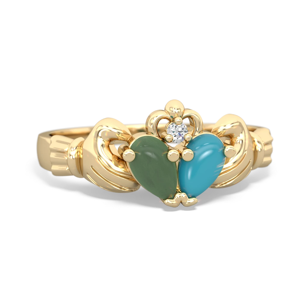 Jade 'Our Heart' Claddagh 14K Yellow Gold ring R2388