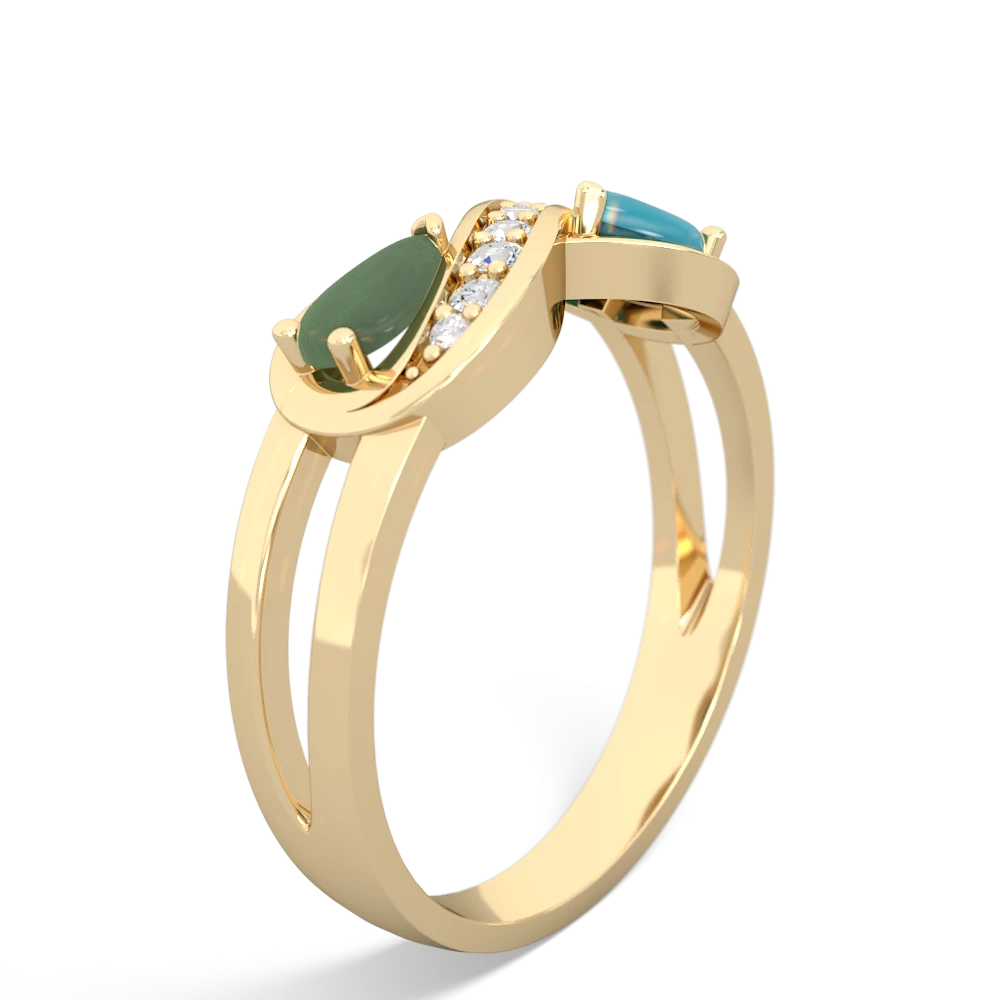 Jade Diamond Infinity 14K Yellow Gold ring R5390