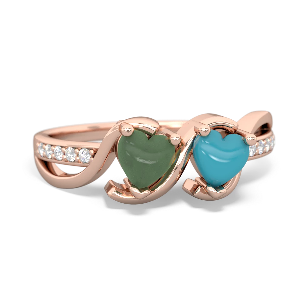 Jade Side By Side 14K Rose Gold ring R3090