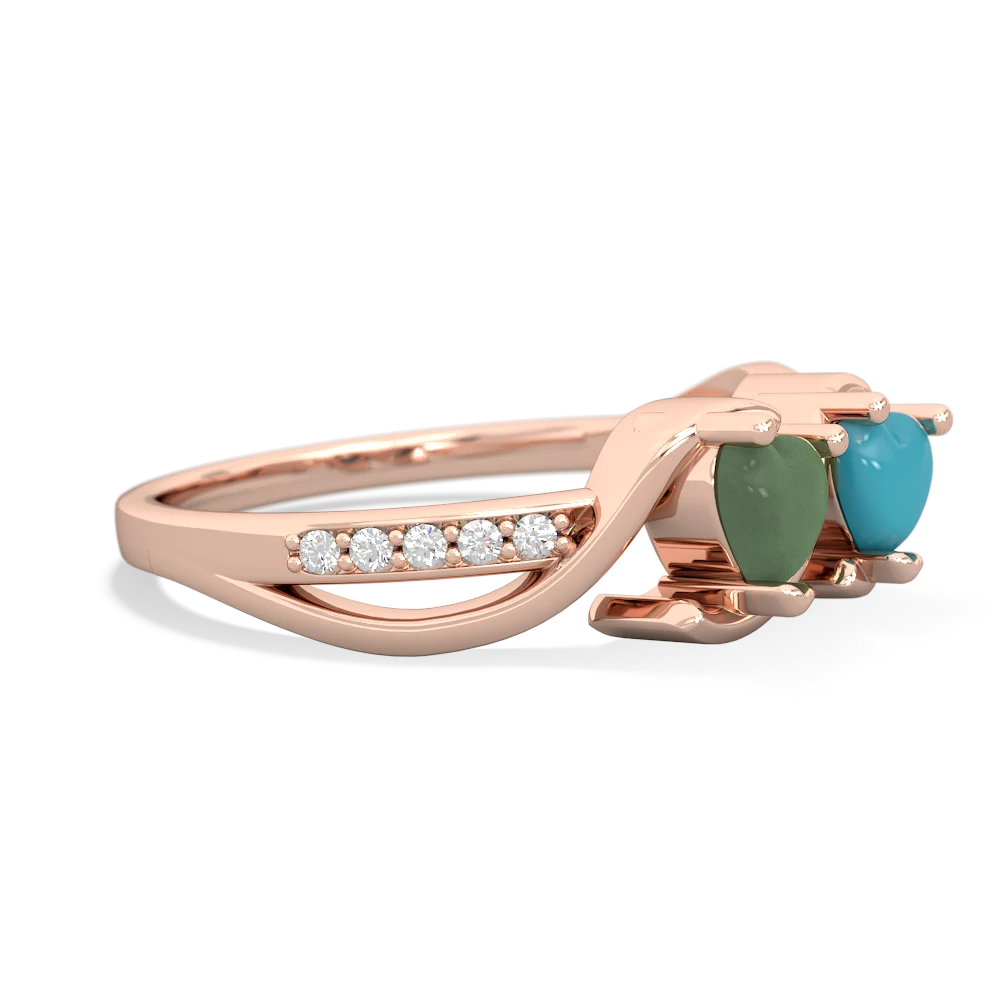 Jade Side By Side 14K Rose Gold ring R3090