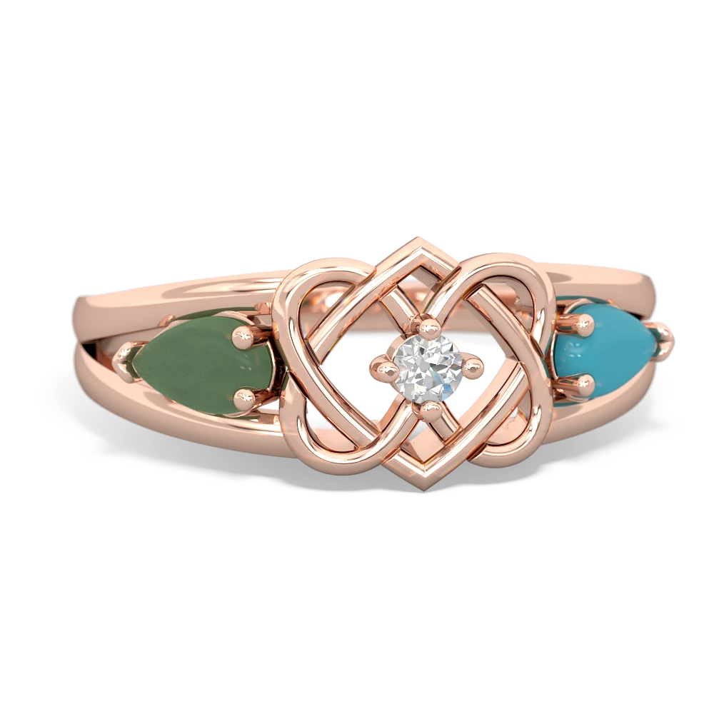 Jade Hearts Intertwined 14K Rose Gold ring R5880