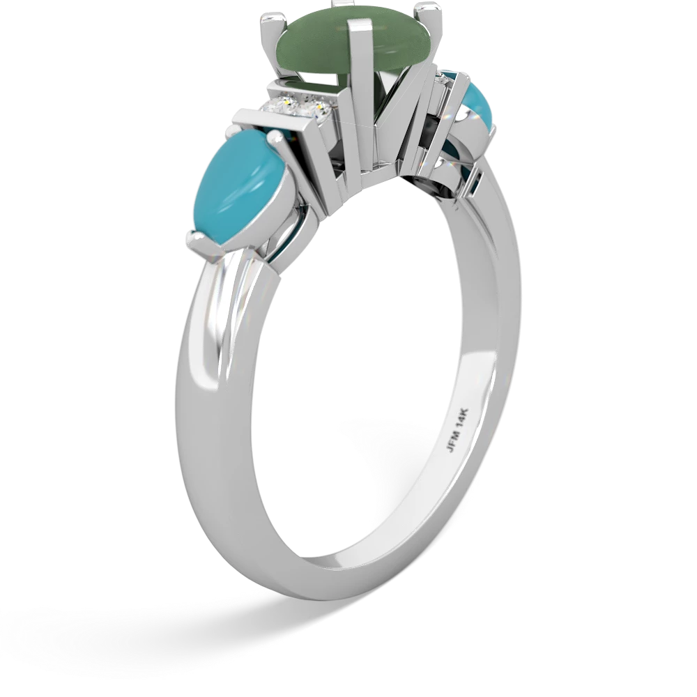 Jade 6Mm Round Eternal Embrace Engagement 14K White Gold ring R2005