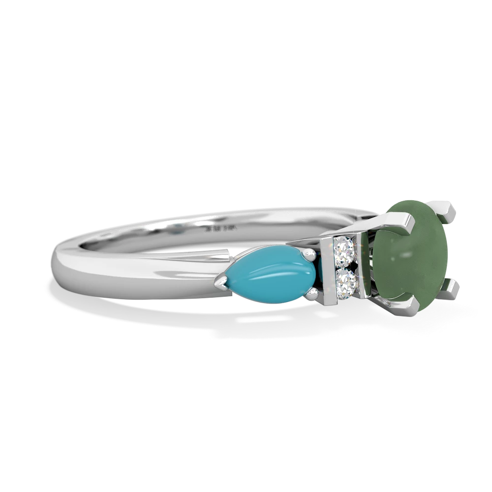 Jade 6Mm Round Eternal Embrace Engagement 14K White Gold ring R2005