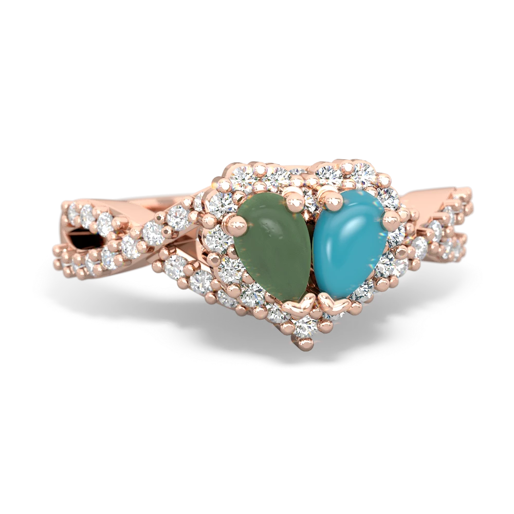 Jade Diamond Twist 'One Heart' 14K Rose Gold ring R2640HRT