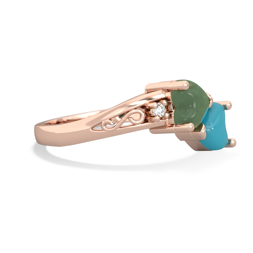 Jade Snuggling Hearts 14K Rose Gold ring R2178