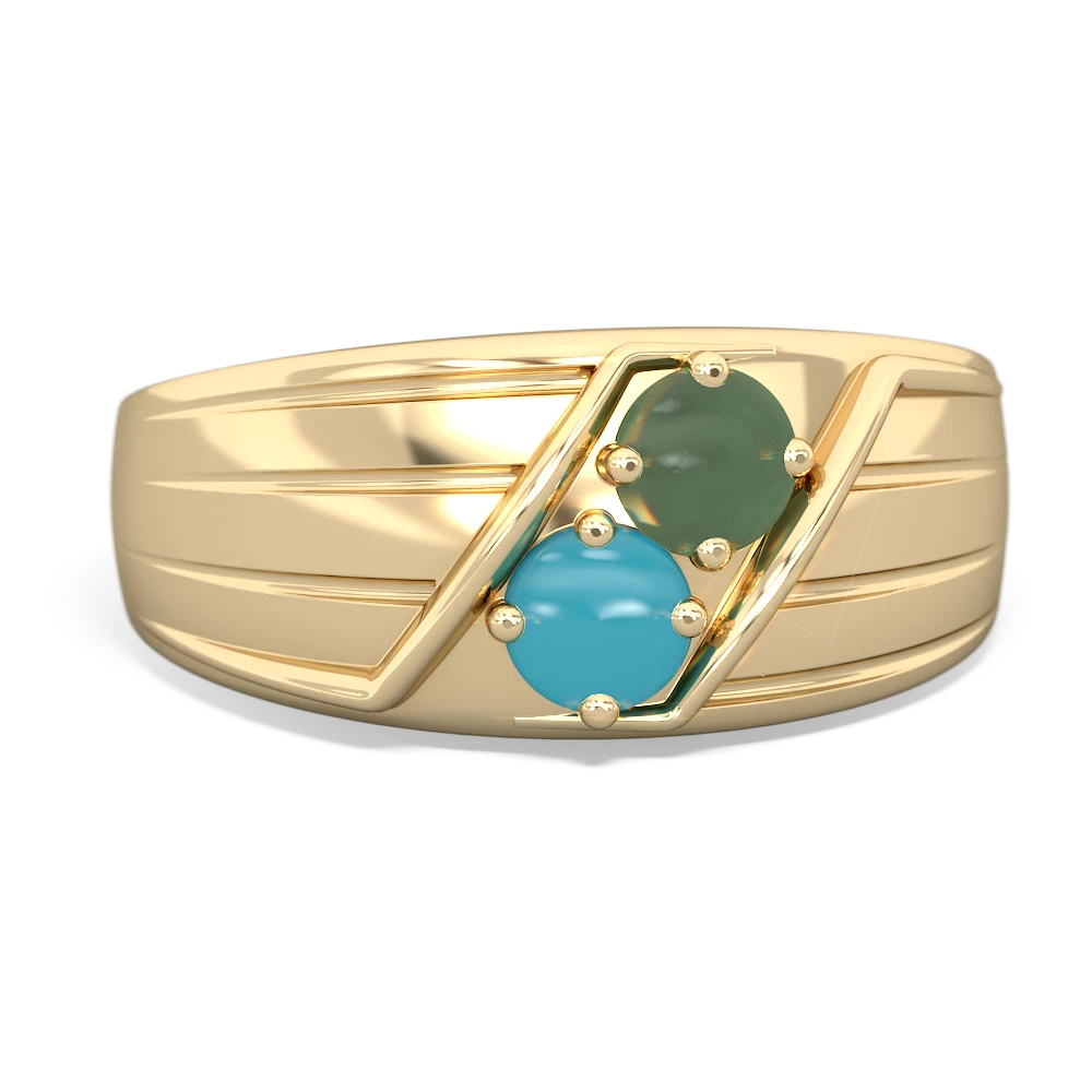 Jade Men's Streamline 14K Yellow Gold ring R0460