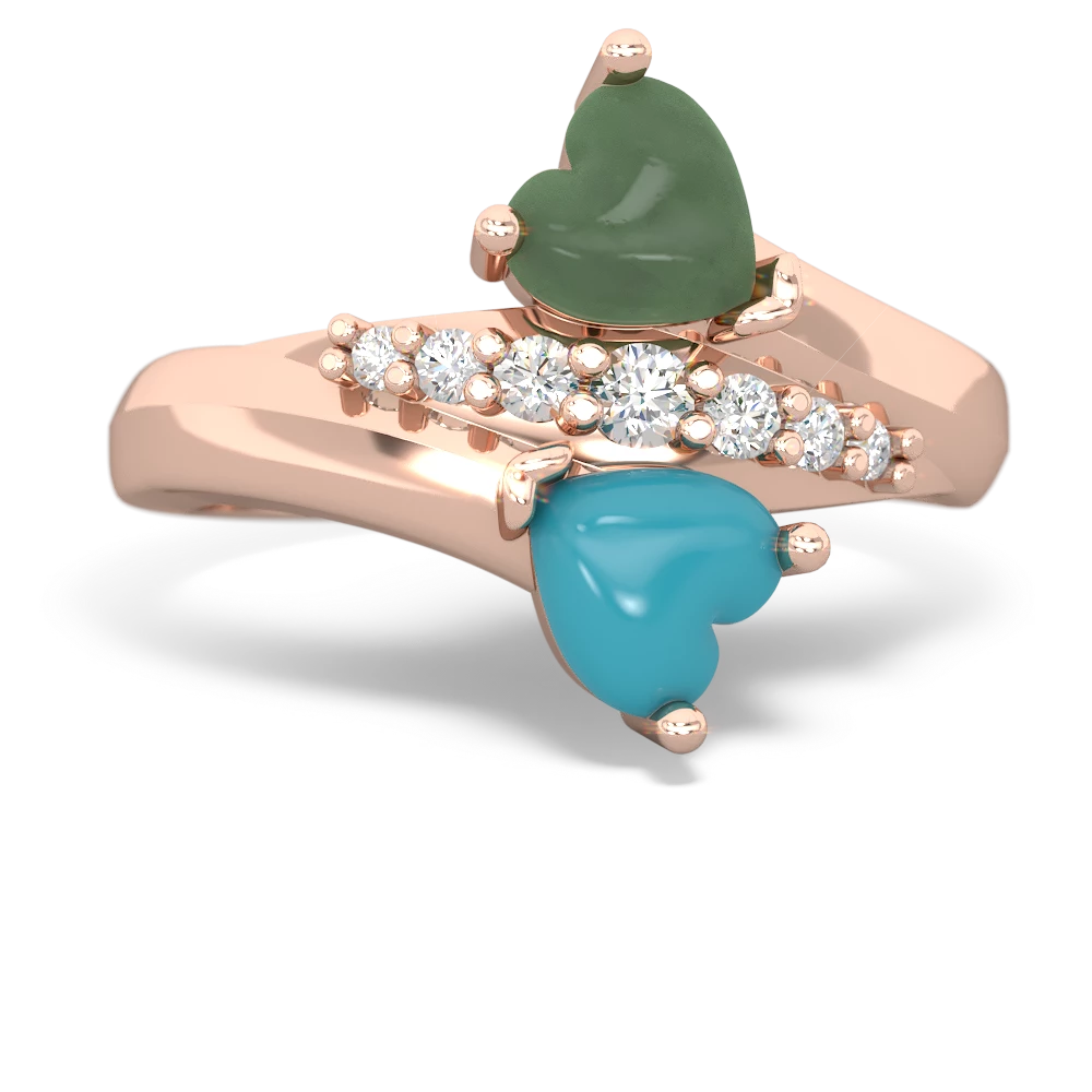 Jade Heart To Heart 14K Rose Gold ring R2064