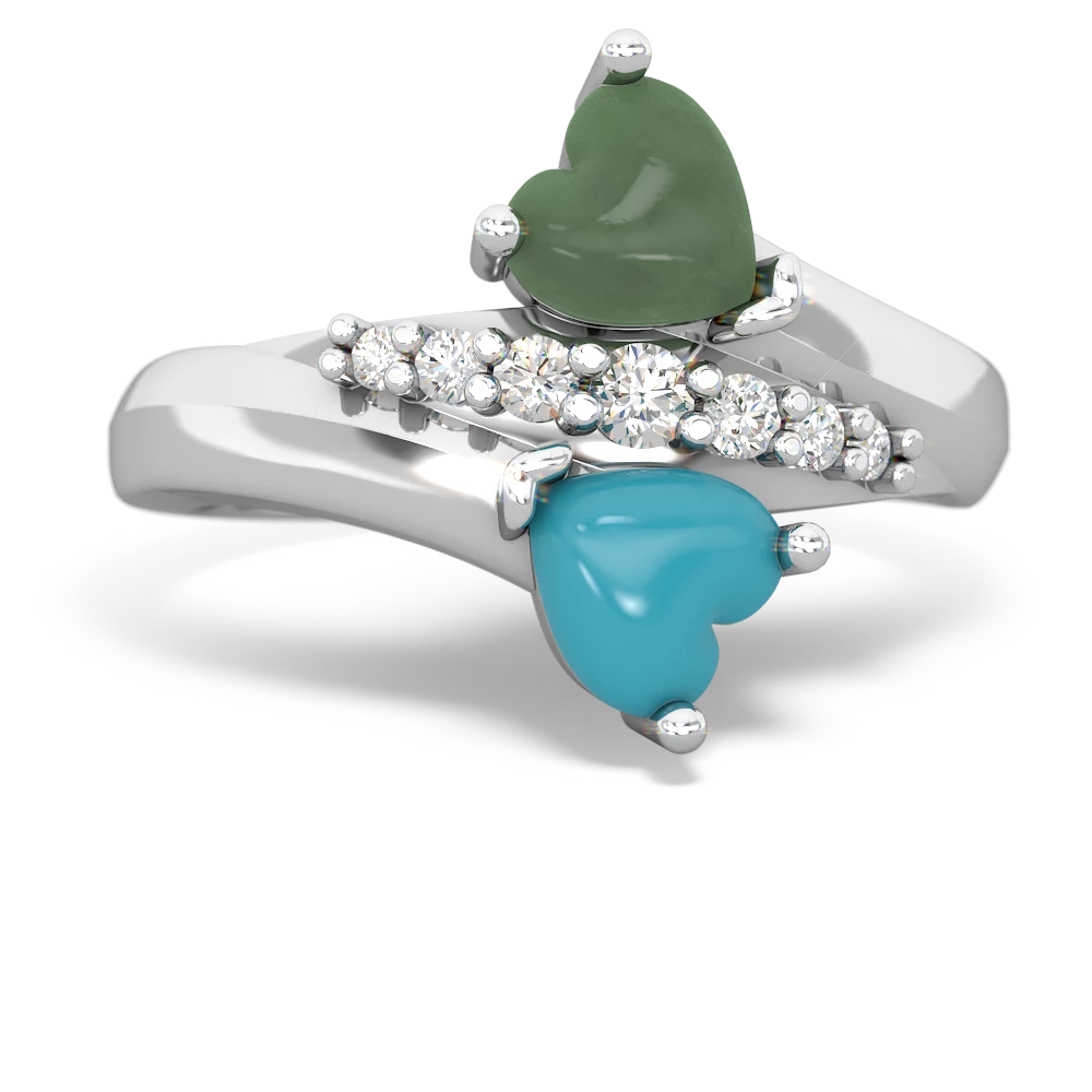 Jade Heart To Heart 14K White Gold ring R2064