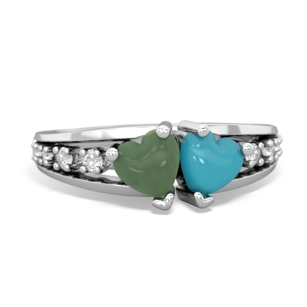 Jade Heart To Heart 14K White Gold ring R3342