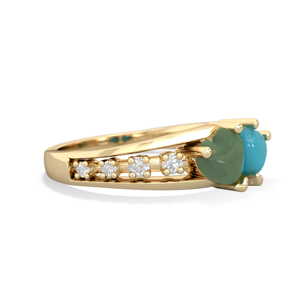 Jade Heart To Heart 14K Yellow Gold ring R3342