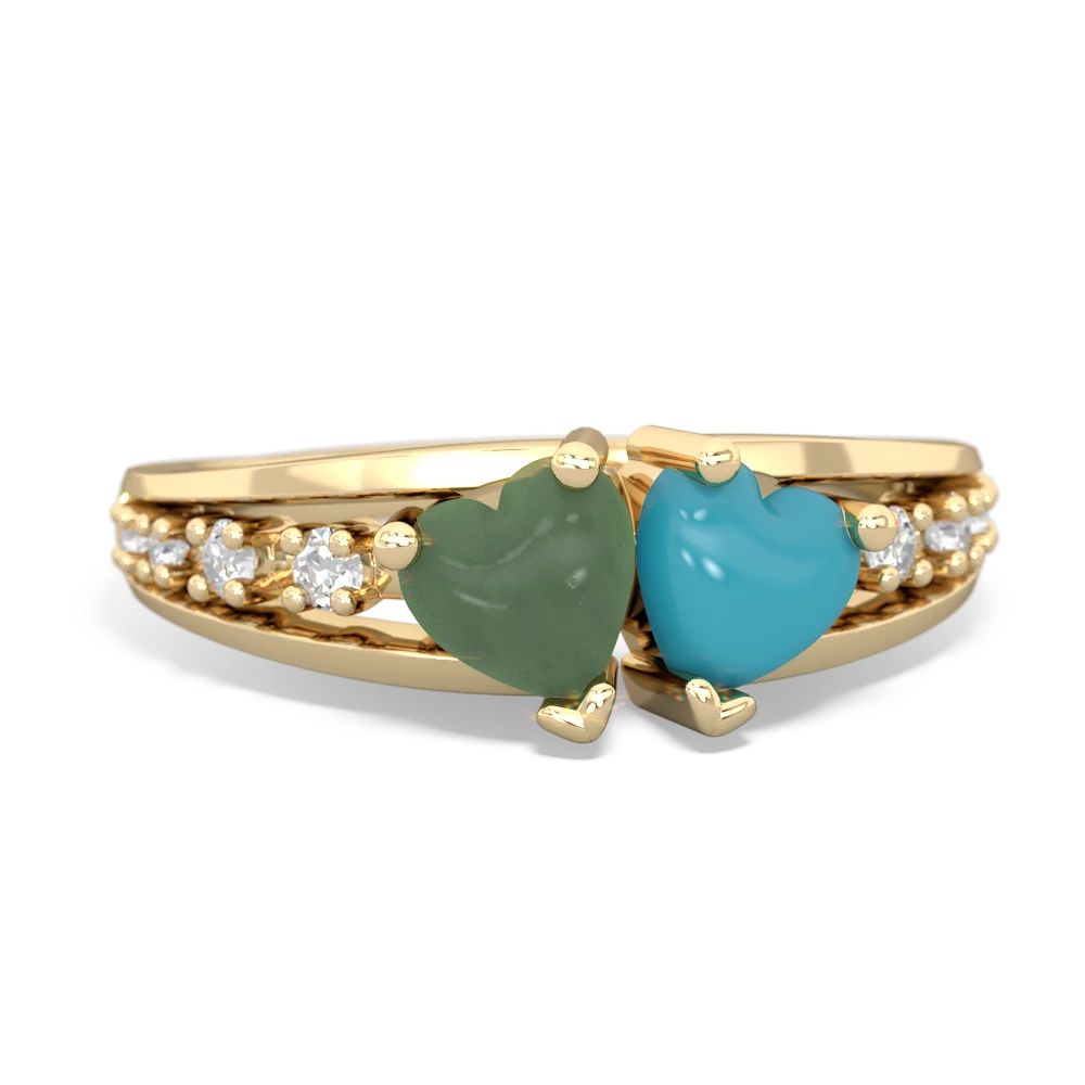 Jade Heart To Heart 14K Yellow Gold ring R3342