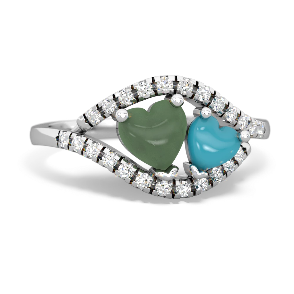 Jade Mother And Child 14K White Gold ring R3010