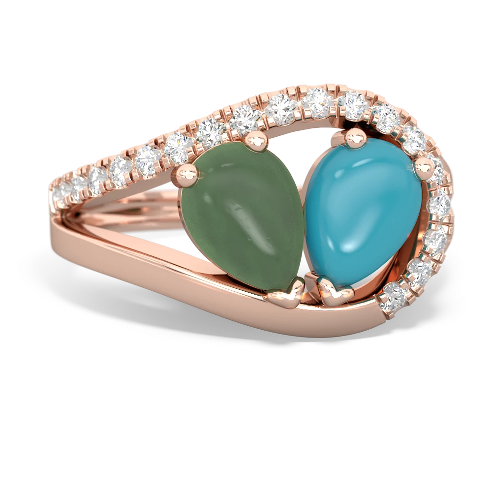 Jade Nestled Heart Keepsake 14K Rose Gold ring R5650